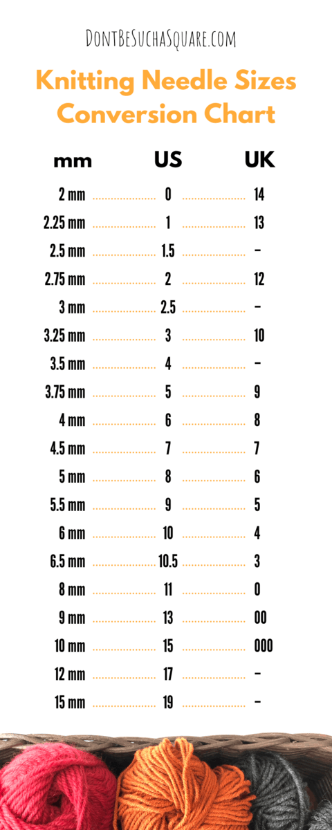 Knitting Needle Size Conversion Chart Don T Be Such A Square
